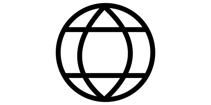Modern Grid Globe Icon Vector Symbol on Light Background