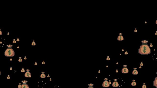 pixel art, money bag, 8 bit, dollar sign, game asset, retro, coin pouch, currency, wealth, finance, treasure, sack, 16 bit, arcade, gaming, sprite, 80s, 90s, nostalgia, rpg asset, pattern, background,