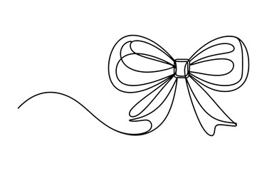 Fototapeta premium Continuous single line drawing of a decorative gift ribbon bow