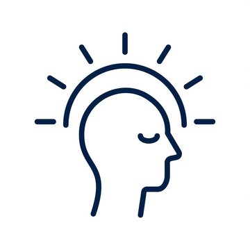 Animated Line Icon of Human Head Profile with Radiating Aura for Mindfulness Concept