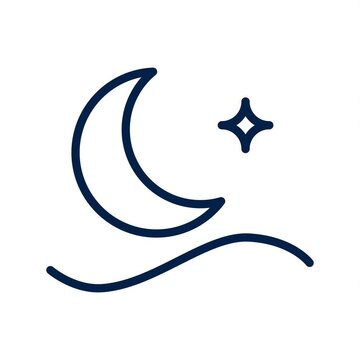 Crescent Moon Star and Sea Wave Line Icon Animation
