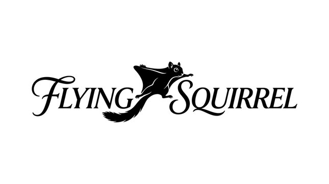 Flying Squirrel Vintage Logo Design with Silhouette Animal and Elegant Typography