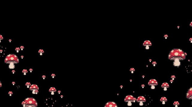 pixel art mushroom, 8-bit fly agaric, 16-bit amanita muscaria, toadstool, red mushroom with white spots, poisonous fungus, toxic, forest element, fantasy mushroom, magic mushroom, nature sprite, envir