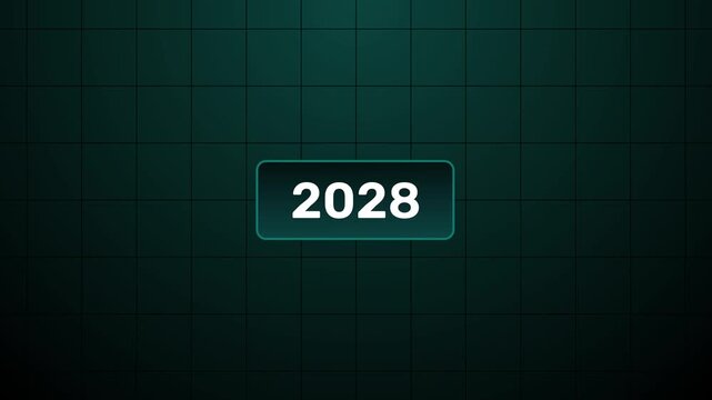 Analog counter counting up from 2010 to 2028 background. Time-lapse speed. Happy new year eve number counter. Motion graphics of year change concept