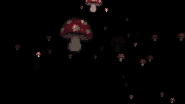 pixel art, 8 bit, mushroom, retro, game asset, fly agaric, red mushroom, toadstool, fungus, pixelated, 16 bit, arcade, gaming, sprite, 80s, 90s, vintage, nostalgia, fantasy, poison mushroom, nature, p