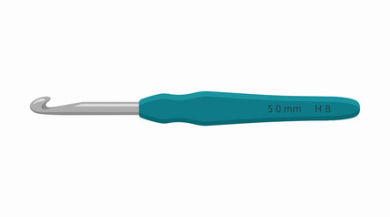 Fototapeta premium Ergonomic Teal Crochet Hook for Knitting and Yarn Crafts Isolated on White Background for DIY Projects and Hobbyists