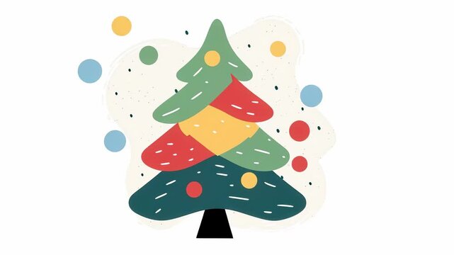 Stylized green evergreen tree cartoon illustration with textured effect symbolizing and holidays christmas nature