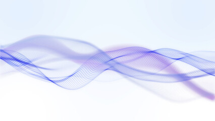 Naklejka premium Blue and purple translucent mesh waves move gently on a light background, forming a soft abstract technology motion backdrop with clean modern style