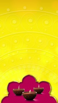 Vertical Diwali festival background with ornate Indian mandala, golden decorative elements, vibrant purple and gold luxury backdrop, festive celebration design with copy space for invitations