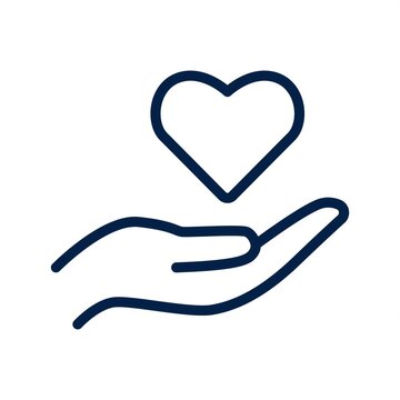 Animated Line Icon of Hand Holding Heart Symbol
