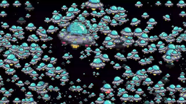 pixel art, ufo, flying saucer, 8 bit, retro, alien, spaceship, spacecraft, sci fi, space, extraterrestrial, cosmos, cosmic, futuristic, beam, light, technology, invasion, arcade, gaming, sprite, 16 bi