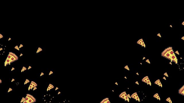 pixel art, pizza, 8 bit, retro, food, pizza slice, pepperoni, cheese, fast food, meal, snack, junk food, lunch, dinner, crust, Italian food, slice, hungry, eat, game asset, 16 bit, arcade, gaming, spr