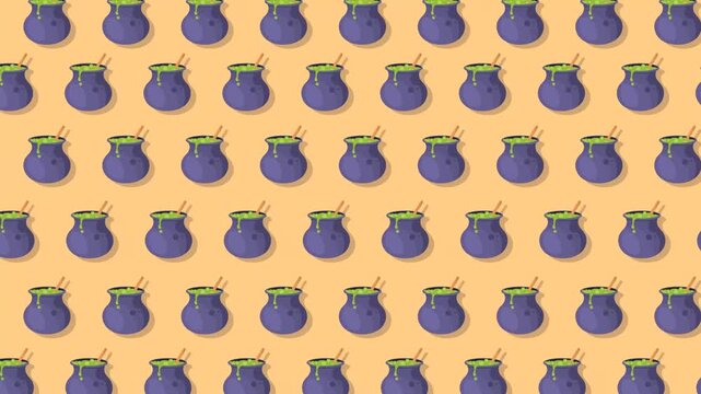 Vibrant Plum Fruit Repetitive Grid Design on Warm Orange Backdrop.