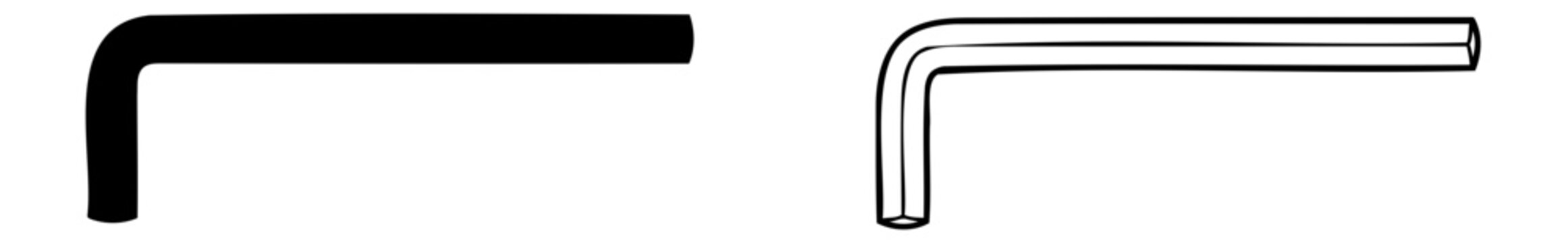 Allen Wrenches Set, Two Isolated Vector Illustrations. Simple Tool Design for Repair and Maintenance