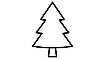 Obraz premium Fir tree silhouette features a simple black outline on a white background