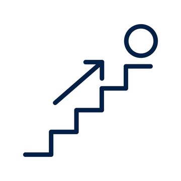 Animated Career Growth and Success Stairs Line Icon