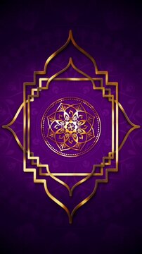 Vertical Diwali festival background with ornate Indian mandala, golden decorative elements, vibrant purple and gold luxury backdrop, festive celebration design with copy space for invitations