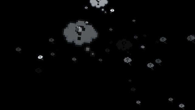 pixel art, cloud, question mark, 8 bit, retro, mystery, secret, quiz, help, hint, surprise, clue, weather, white cloud, thought bubble, confusion, search, solution, quest, game asset, 16 bit, arcade, 