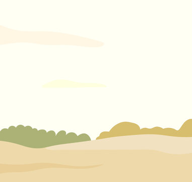Minimal Korean Autumn Countryside Landscape Illustration