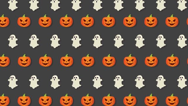 Spooky Halloween Pattern with Jack O Lanterns and Ghosts.