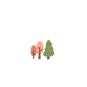 Simple Autumn Tree Pair Illustration