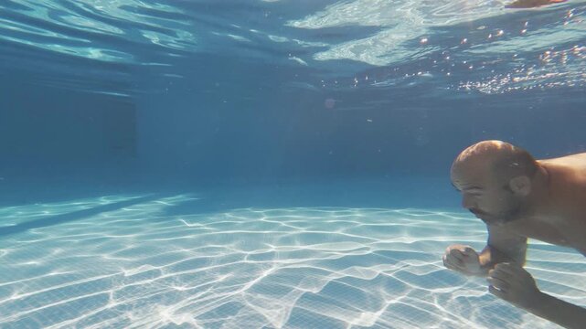 Underwater View of Man Performing Breaststroke Swimming