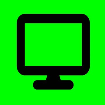 Black Computer Monitor Icon Appearing and Disappearing on Green Screen Chroma Key Background