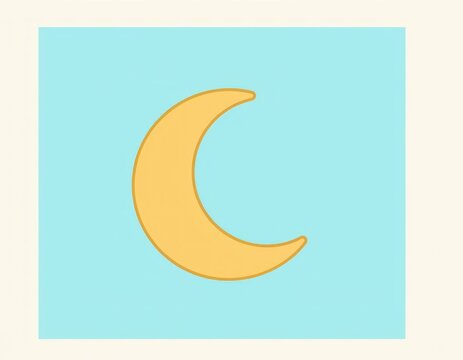Yellow crescent moon icon on light blue background