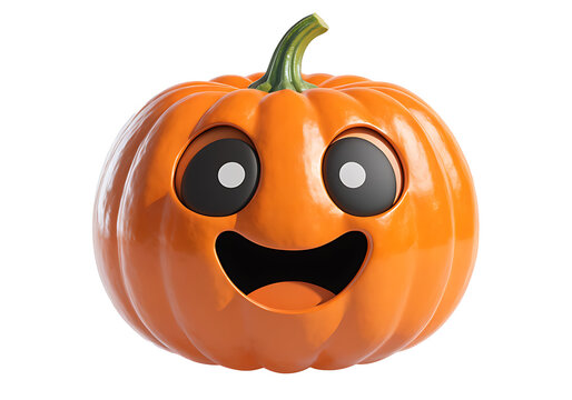 Happy Halloween Pumpkin with Funny Cartoon Face
