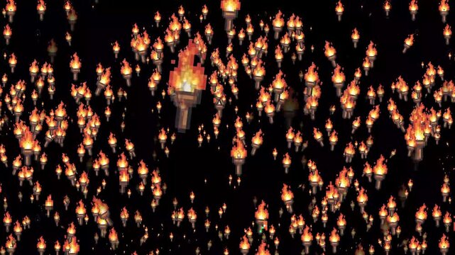 pixel art, torch, fire, 8 bit, retro, flame, burning, wooden torch, glow, light, heat, dungeon, quest, exploration, dark, cave, illumination, rpg asset, game asset, 16 bit, arcade, gaming, sprite, 80s
