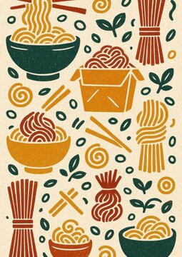 Playful noodle-themed mobile wallpaper