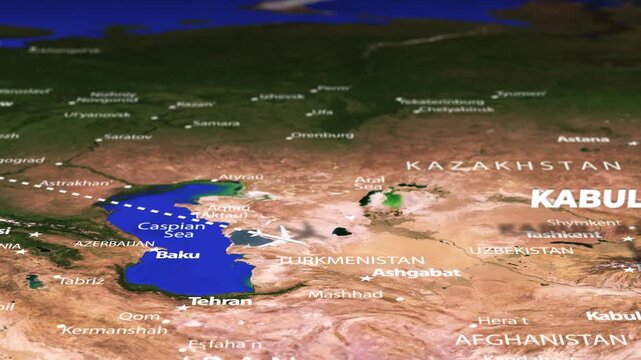 Flight From Minsk BELARUS to Kabul AFGHANISTAN with flag pins