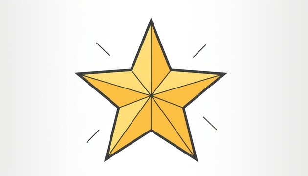 Yellow star icon with geometric lines on white background