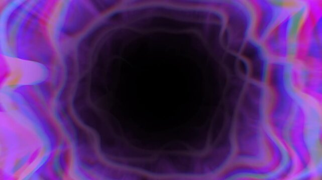 空間がうねうねと歪んだ、紫のワープトンネルの4K画質のループ映像素材