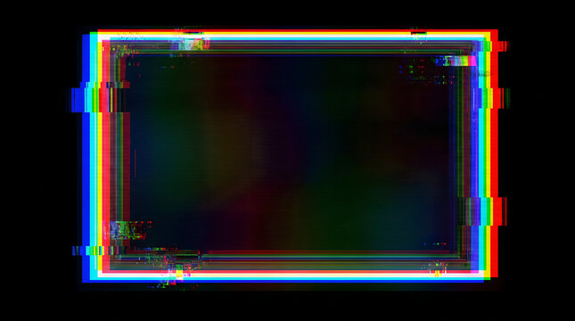 Colorful digital glitch frame border with RGB distortion effect for cyber tech aesthetic