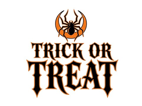 Trick or treat halloween vector logo with spider