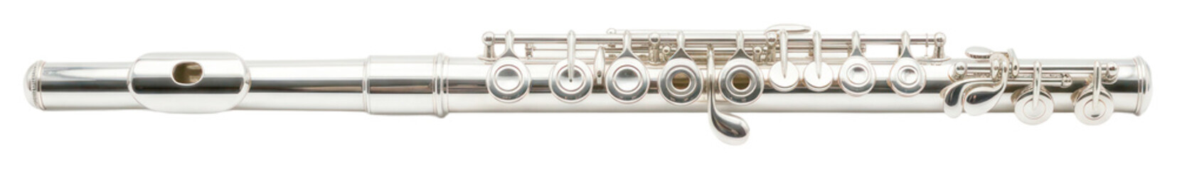 Silver Transverse Flute Isolated on White Background © Zimba