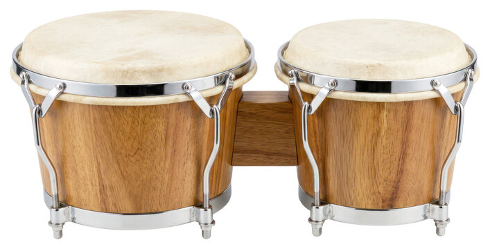Wooden Bongo Drums Isolated on White Background