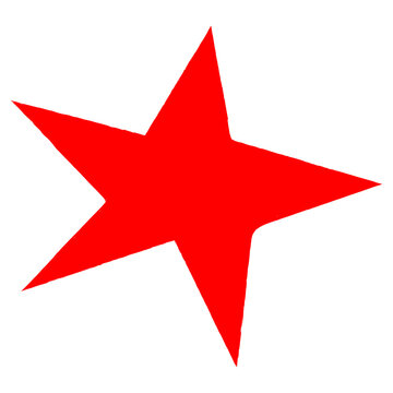 Red five pointed star symbol on transparent background representing excellence, achievement, and quality