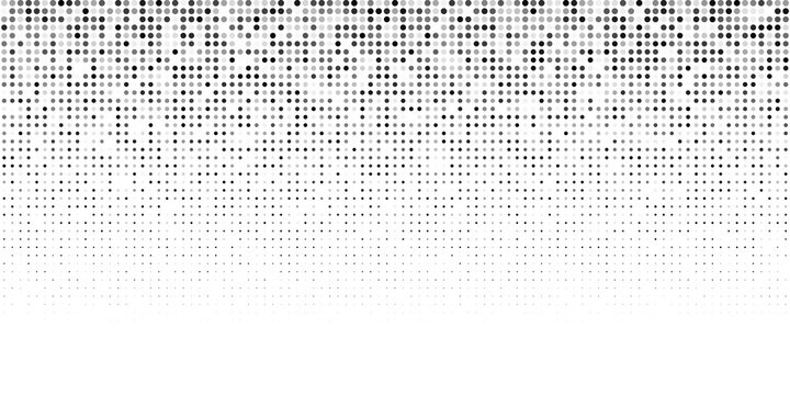 Dotted gradient vector illustration, white and black halftone background, horizontal seamless dotted lines, monochrome dots texture backdrop, retro effect. modern