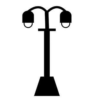 Vintage Street Lamp Icon with Double Hanging Lights Isolated on Transparent Background