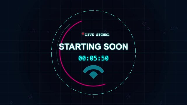 Countdown Timer Starting Soon Live Signal Animation Screen