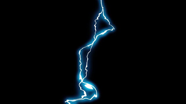 Lightning flash electric thunder energy burst with glowing blue plasma arcs, powerful storm bolt strike, cartoon anime sparks, dynamic vfx overlay on black background, 4k