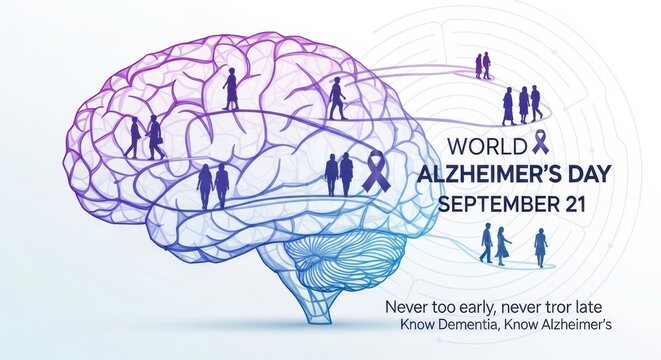 World Alzheimer's Day brain illustration with figures