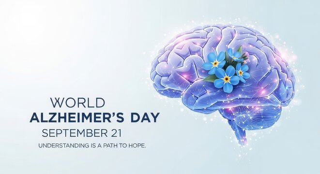 World Alzheimer's Day brain illustration with date