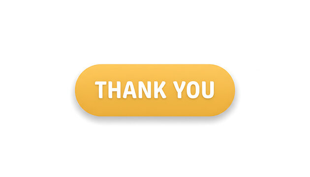 A golden yellow rounded button displays the white text thank you against a clean white.