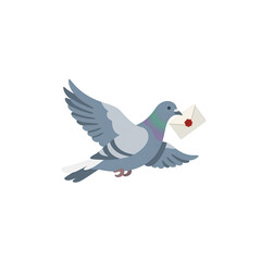 Fototapeta premium Illustration of a Pigeon Carrying an Envelope with a Red Seal.