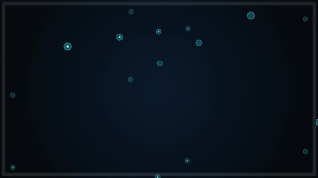 Abstract dark background with glowing turquoise light particles floating and moving slowly creating a calm and modern tech visual experience for video projects