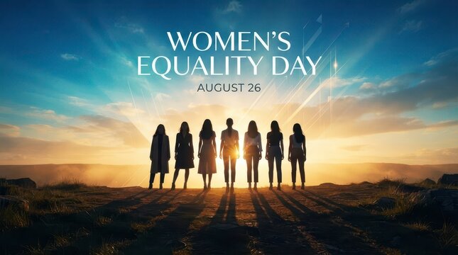 Women standing together at sunset for Women's  equality day