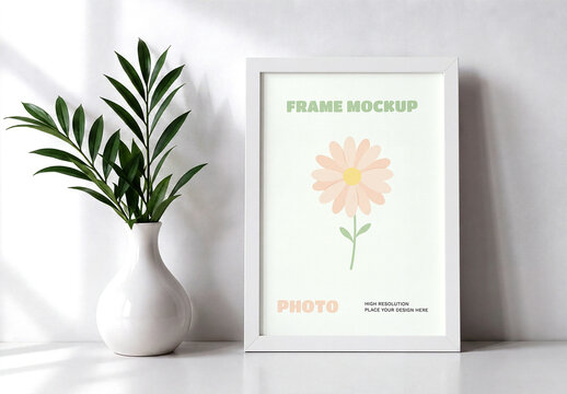 Photo Frame Mockup with Plant